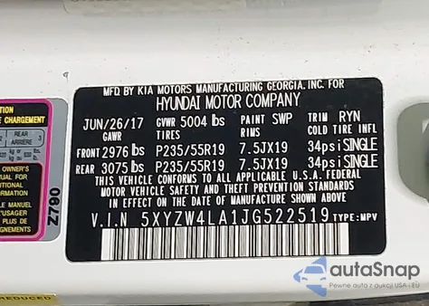 2018 Hyundai Santa Fe Sport 2.0T Ultimate z USA, uszkodzony, nr VIN 5XYZW4LA1JG522519